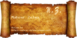 Mahrer Zelma névjegykártya